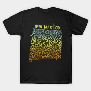 New Mexico State Outline Desert Themed Maze & Labyrinth T-Shirt